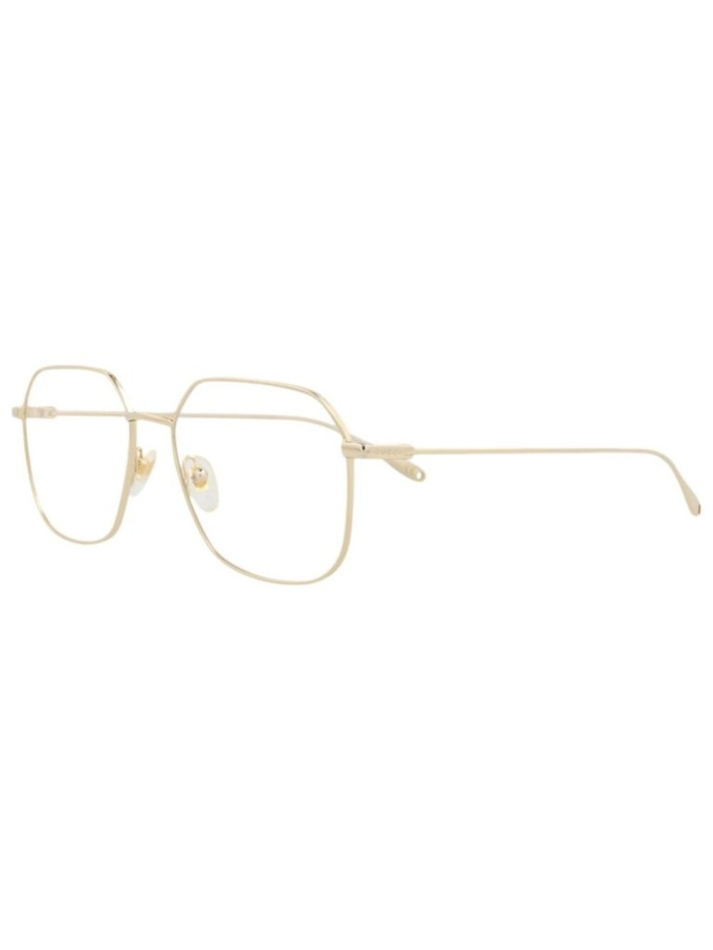 New Gucci Women's Eyeglasses Square Rectangle Metal Frame Gold Gold Transparent
